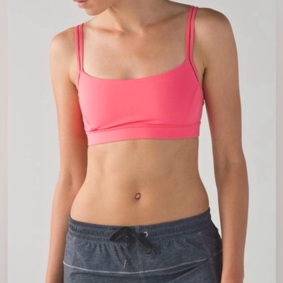 Lululemon Straight Up Bra in Pink Lemonade with Clear Sheer Straps - Size 6 - Picture 2 of 10